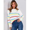 imageANRABESS Women Fall Fashion Sweaters Striped Long Sleeve Crewneck Loose Fit Cozy Knit Trendy Pullover Sweater TopsRainbow