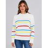 imageANRABESS Women Fall Fashion Sweaters Striped Long Sleeve Crewneck Loose Fit Cozy Knit Trendy Pullover Sweater TopsRainbow