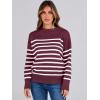 imageANRABESS Women Fall Fashion Sweaters Striped Long Sleeve Crewneck Loose Fit Cozy Knit Trendy Pullover Sweater TopsRed White Stripe