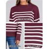 imageANRABESS Women Fall Fashion Sweaters Striped Long Sleeve Crewneck Loose Fit Cozy Knit Trendy Pullover Sweater TopsRed White Stripe