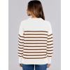 imageANRABESS Women Fall Fashion Sweaters Striped Long Sleeve Crewneck Loose Fit Cozy Knit Trendy Pullover Sweater TopsWhite Camel Stripe