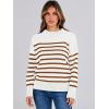 imageANRABESS Women Fall Fashion Sweaters Striped Long Sleeve Crewneck Loose Fit Cozy Knit Trendy Pullover Sweater TopsWhite Camel Stripe