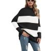 imageANRABESS Women Oversized Casual Loose Turtleneck Long Sleeve Slouchy Baggy Knit Tunic Sweaters Pullover 2025 Fall OutfitsBlack White