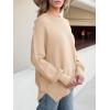 imageANRABESS Women Oversized Sweaters Batwing Long Sleeve 2025 Fall Outfits Crewneck Casual Knit Side Slit Fashion Pullover TopApricot