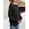 imageANRABESS Women Oversized Sweaters Batwing Long Sleeve 2025 Fall Outfits Crewneck Casual Knit Side Slit Fashion Pullover TopBlack