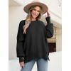 imageANRABESS Women Oversized Sweaters Batwing Long Sleeve 2025 Fall Outfits Crewneck Casual Knit Side Slit Fashion Pullover TopBlack