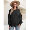 imageANRABESS Women Oversized Sweaters Batwing Long Sleeve 2025 Fall Outfits Crewneck Casual Knit Side Slit Fashion Pullover TopBlack