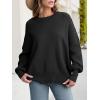 imageANRABESS Women Oversized Sweaters Batwing Long Sleeve 2025 Fall Outfits Crewneck Casual Knit Side Slit Fashion Pullover TopBlack