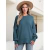 imageANRABESS Women Oversized Sweaters Batwing Long Sleeve 2025 Fall Outfits Crewneck Casual Knit Side Slit Fashion Pullover TopBlue