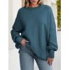 imageANRABESS Women Oversized Sweaters Batwing Long Sleeve 2025 Fall Outfits Crewneck Casual Knit Side Slit Fashion Pullover TopBlue