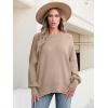 imageANRABESS Women Oversized Sweaters Batwing Long Sleeve 2025 Fall Outfits Crewneck Casual Knit Side Slit Fashion Pullover TopBright Tan