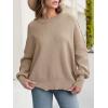imageANRABESS Women Oversized Sweaters Batwing Long Sleeve 2025 Fall Outfits Crewneck Casual Knit Side Slit Fashion Pullover TopBright Tan