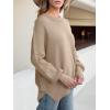 imageANRABESS Women Oversized Sweaters Batwing Long Sleeve 2025 Fall Outfits Crewneck Casual Knit Side Slit Fashion Pullover TopBright Tan