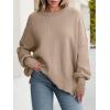 imageANRABESS Women Oversized Sweaters Batwing Long Sleeve 2025 Fall Outfits Crewneck Casual Knit Side Slit Fashion Pullover TopBright Tan