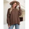 imageANRABESS Women Oversized Sweaters Batwing Long Sleeve 2025 Fall Outfits Crewneck Casual Knit Side Slit Fashion Pullover TopCoffee