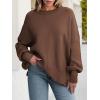 imageANRABESS Women Oversized Sweaters Batwing Long Sleeve 2025 Fall Outfits Crewneck Casual Knit Side Slit Fashion Pullover TopCoffee