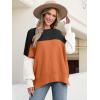 imageANRABESS Women Oversized Sweaters Batwing Long Sleeve 2025 Fall Outfits Crewneck Casual Knit Side Slit Fashion Pullover TopColorblock Orange