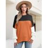 imageANRABESS Women Oversized Sweaters Batwing Long Sleeve 2025 Fall Outfits Crewneck Casual Knit Side Slit Fashion Pullover TopColorblock Orange