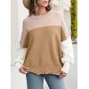 imageANRABESS Women Oversized Sweaters Batwing Long Sleeve 2025 Fall Outfits Crewneck Casual Knit Side Slit Fashion Pullover TopColorblock Pink