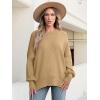 imageANRABESS Women Oversized Sweaters Batwing Long Sleeve 2025 Fall Outfits Crewneck Casual Knit Side Slit Fashion Pullover TopDeep Apricot