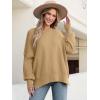 imageANRABESS Women Oversized Sweaters Batwing Long Sleeve 2025 Fall Outfits Crewneck Casual Knit Side Slit Fashion Pullover TopDeep Apricot