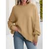 imageANRABESS Women Oversized Sweaters Batwing Long Sleeve 2025 Fall Outfits Crewneck Casual Knit Side Slit Fashion Pullover TopDeep Apricot