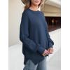 imageANRABESS Women Oversized Sweaters Batwing Long Sleeve 2025 Fall Outfits Crewneck Casual Knit Side Slit Fashion Pullover TopDeep Blue