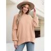 imageANRABESS Women Oversized Sweaters Batwing Long Sleeve 2025 Fall Outfits Crewneck Casual Knit Side Slit Fashion Pullover TopFlush Pink