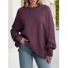 imageANRABESS Women Oversized Sweaters Batwing Long Sleeve 2025 Fall Outfits Crewneck Casual Knit Side Slit Fashion Pullover TopFuchsia
