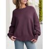 imageANRABESS Women Oversized Sweaters Batwing Long Sleeve 2025 Fall Outfits Crewneck Casual Knit Side Slit Fashion Pullover TopFuchsia