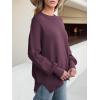 imageANRABESS Women Oversized Sweaters Batwing Long Sleeve 2025 Fall Outfits Crewneck Casual Knit Side Slit Fashion Pullover TopFuchsia