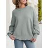 imageANRABESS Women Oversized Sweaters Batwing Long Sleeve 2025 Fall Outfits Crewneck Casual Knit Side Slit Fashion Pullover TopGray