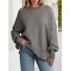 imageANRABESS Women Oversized Sweaters Batwing Long Sleeve 2025 Fall Outfits Crewneck Casual Knit Side Slit Fashion Pullover TopGrey Khaki