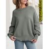 imageANRABESS Women Oversized Sweaters Batwing Long Sleeve 2025 Fall Outfits Crewneck Casual Knit Side Slit Fashion Pullover TopKhaki Green