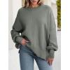 imageANRABESS Women Oversized Sweaters Batwing Long Sleeve 2025 Fall Outfits Crewneck Casual Knit Side Slit Fashion Pullover TopKhaki Green