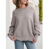imageANRABESS Women Oversized Sweaters Batwing Long Sleeve 2025 Fall Outfits Crewneck Casual Knit Side Slit Fashion Pullover TopLight Grey Khaki