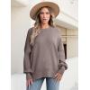 imageANRABESS Women Oversized Sweaters Batwing Long Sleeve 2025 Fall Outfits Crewneck Casual Knit Side Slit Fashion Pullover TopNutmeg