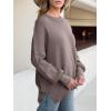 imageANRABESS Women Oversized Sweaters Batwing Long Sleeve 2025 Fall Outfits Crewneck Casual Knit Side Slit Fashion Pullover TopNutmeg