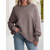 imageANRABESS Women Oversized Sweaters Batwing Long Sleeve 2025 Fall Outfits Crewneck Casual Knit Side Slit Fashion Pullover TopNutmeg