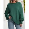 imageANRABESS Women Oversized Sweaters Batwing Long Sleeve 2025 Fall Outfits Crewneck Casual Knit Side Slit Fashion Pullover TopOpal Green