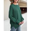 imageANRABESS Women Oversized Sweaters Batwing Long Sleeve 2025 Fall Outfits Crewneck Casual Knit Side Slit Fashion Pullover TopOpal Green