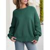 imageANRABESS Women Oversized Sweaters Batwing Long Sleeve 2025 Fall Outfits Crewneck Casual Knit Side Slit Fashion Pullover TopOpal Green