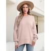 imageANRABESS Women Oversized Sweaters Batwing Long Sleeve 2025 Fall Outfits Crewneck Casual Knit Side Slit Fashion Pullover TopPink