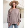 imageANRABESS Women Oversized Sweaters Batwing Long Sleeve 2025 Fall Outfits Crewneck Casual Knit Side Slit Fashion Pullover TopPink Apricot