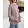 imageANRABESS Women Oversized Sweaters Batwing Long Sleeve 2025 Fall Outfits Crewneck Casual Knit Side Slit Fashion Pullover TopPink Apricot