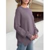 imageANRABESS Women Oversized Sweaters Batwing Long Sleeve 2025 Fall Outfits Crewneck Casual Knit Side Slit Fashion Pullover TopPurple