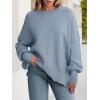 imageANRABESS Women Oversized Sweaters Batwing Long Sleeve 2025 Fall Outfits Crewneck Casual Knit Side Slit Fashion Pullover TopSmoky Blue