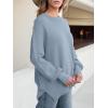 imageANRABESS Women Oversized Sweaters Batwing Long Sleeve 2025 Fall Outfits Crewneck Casual Knit Side Slit Fashion Pullover TopSmoky Blue