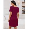 imageANRABESS Women Short Sleeve Sleep Night Shirts Comfy Nightgowns Ribbed Pajamas House Sweater Dress 2025 Fall SleepwearBurgundy