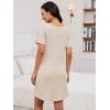 imageANRABESS Women Short Sleeve Sleep Night Shirts Comfy Nightgowns Ribbed Pajamas House Sweater Dress 2025 Fall SleepwearLight Khaki